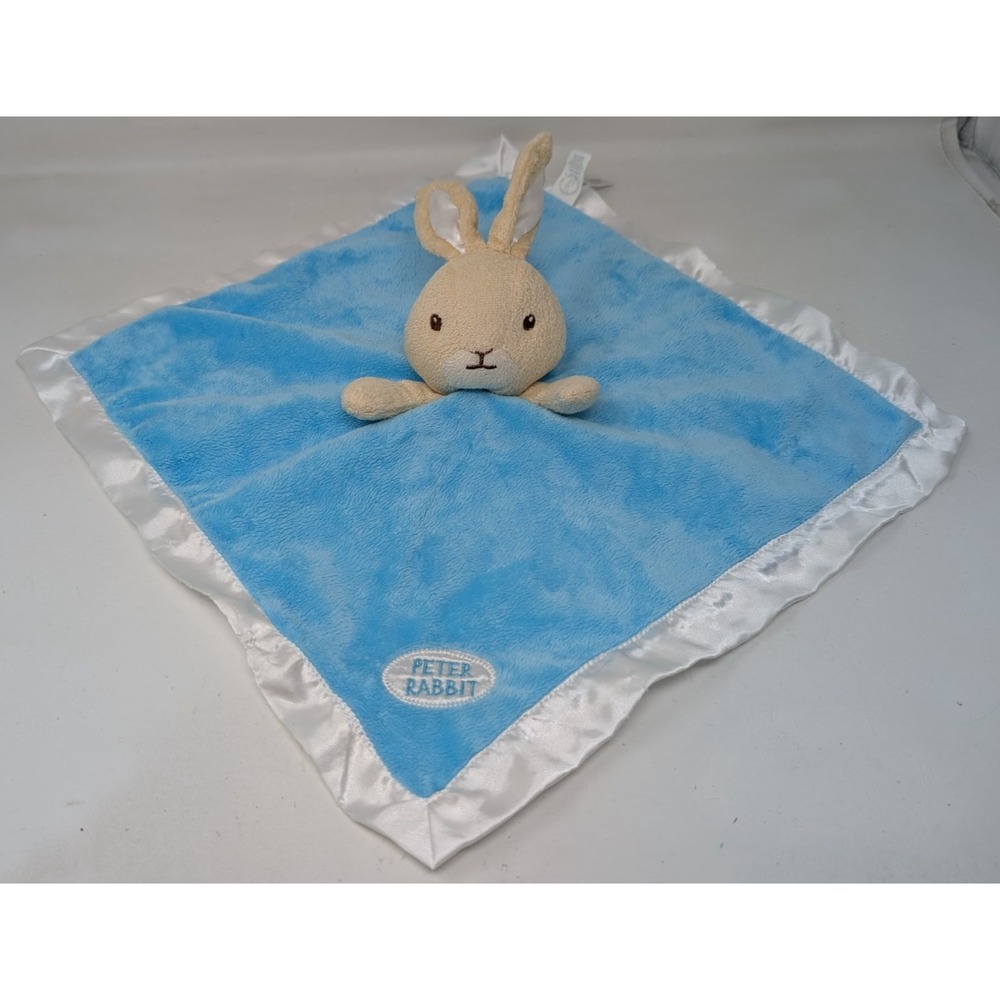 Beatrix Potter Peter Rabbit Blue  Security Blanket Lovey Satin Trim Vintage 2016